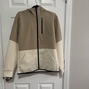 DSG Two-Tone Hooded Zip Jacket in Beige & Cream